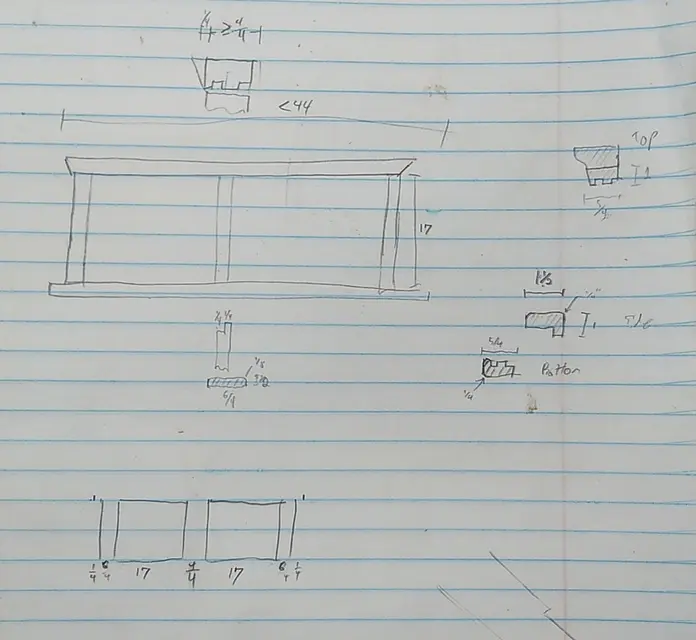 first rough sketch with some attempts as dimensioning