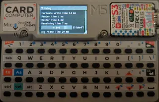 Cardputer screen showing default ImDuino UI with 8-bit grayscale