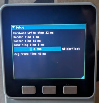 Core screen showing default ImDuino UI with 8-bit color